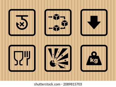 Icono de empaquetado de cartón conjunto de ilustraciones vectoriales