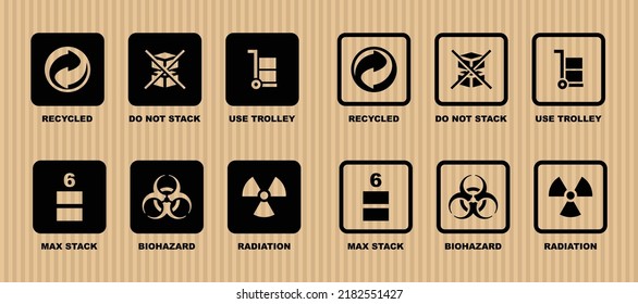 Cardboard packaging icon set vector illustration