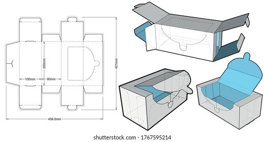 Cardboard Packaging for Masks (Internal measurement 20.5x 10.2 + 9 cm) and Die-cut Pattern. The .eps file is full scale and fully functional. Prepared for real cardboard production.