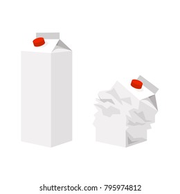 Cardboard packaging for milk isolated on white background, vector illustration