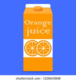 Cardboard packaging of orange juice. Logo icon of orange juice. Flat design, vector.