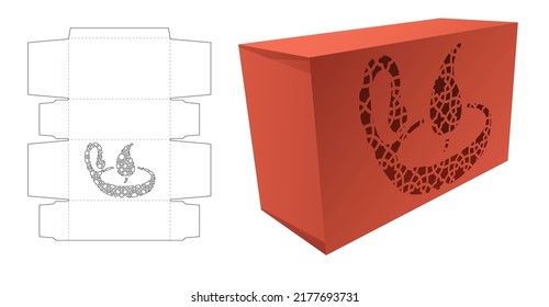 Cardboard Packaging With Stenciled Diwali Pattern Die Cut Template And 3D Mockup