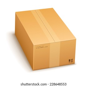 cardboard packing box closed for delivery isolated on transparent white background - eps10 vector illustration