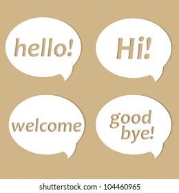 Cardboard Paper In Bubble Speech Shape, Vector Illustration