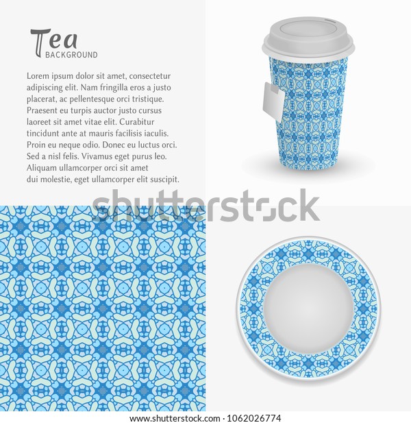 Cardboard Paper Cup Tea Saucer Ornament Stock Vector Royalty Free