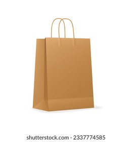 3d brown craft paper bag packaging on white back Vector Image