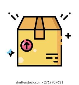 Cardboard Parcel Box Icon for E-commerce Shipping and Logistics Delivery Service