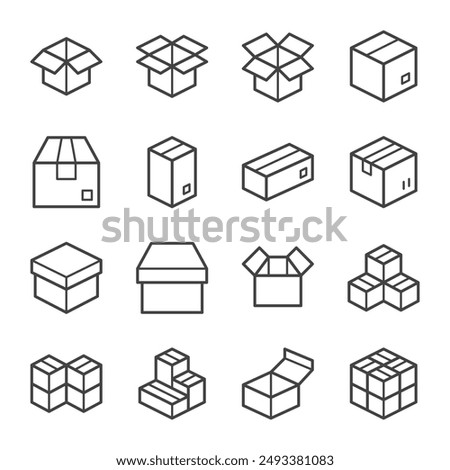 cardboard and parcel icon set and illustration