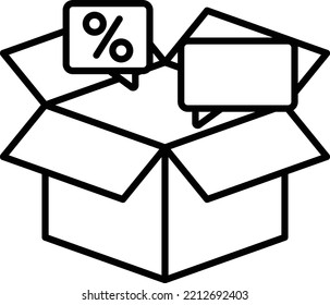 Cardboard and percent sign Vector Icon Design, Winter Fall Sales Elements Symbol, Year End Promotion Sign, Shopping Season Discount Template, New Low Price Offer Concept