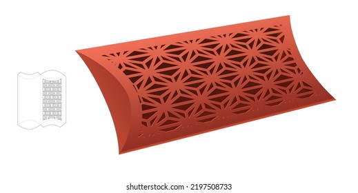 Empaquetado de almohadas de cartón con plantilla de corte de moldes de estampado y mofa 3D
