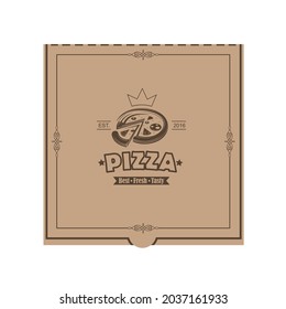 cardboard pizza box illustration isolated on white background