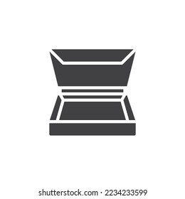 Icono vectorial de caja de pizza de cartón. signo plano relleno para concepto móvil y diseño web. Cuadro cuadrado para el icono de glifo Pizza. Símbolo, ilustración del logotipo. Gráficos vectoriales