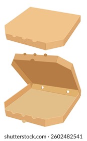cardboard pizza box vector illustration isolated on white background