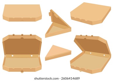 cardboard pizza box vector illustration isolated on white background