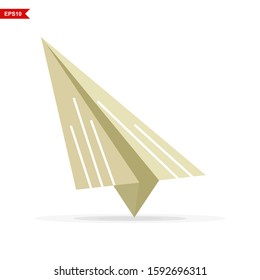 cardboard plane 3d white background. vector