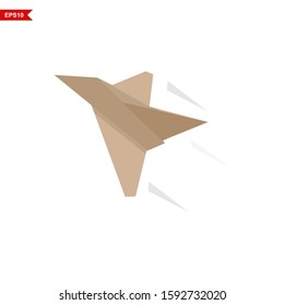 cardboard plane 3d white background. vector