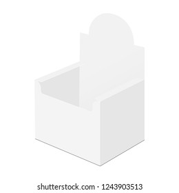 Cardboard POS display box - half side view. Vector illustration