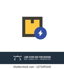 cardboard quick instant delivery icon vector illustration