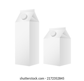 Cardboard rectangular high and small boxes maquette packaging for milk, juice and drinks, vector illustration on white background