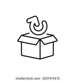 Icono lineal de reciclaje de cartón. Ilustración personalizable de línea delgada. Dibujo de contorno aislado del vector. Trazo editable
