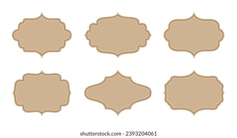 Cardboard retro labels set. Decorative vintage frames. Different shapes of ornamental borders. Elegant blank stickers