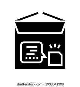 cardboard with rfid glyph icon vector. cardboard with rfid sign. isolated contour symbol black illustration