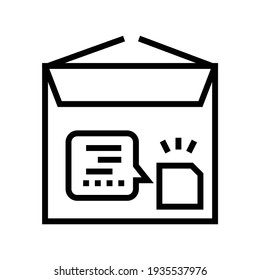 cartón con vector de icono de línea rfid. cartón con signo de rfid. símbolo de contorno aislado ilustración negra
