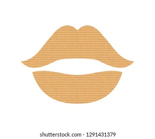 The cardboard in the shape of lips. Vector illustration. Icon for cosmetics.