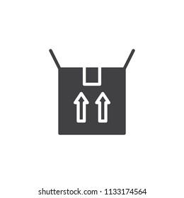 Cardboard shipping box vector icon. filled flat sign for mobile concept and web design. Side up packaging simple solid icon. Symbol, logo illustration. Pixel perfect vector graphics