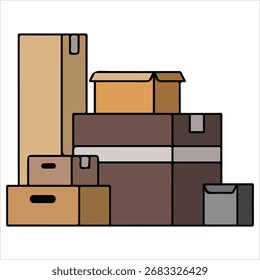 Karton Versandverpackungen Logistik Konzept Vektorgrafik