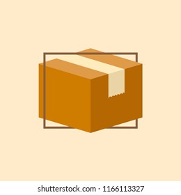 Cardboard, shipping, packaging, delivered, flat design vector illustration