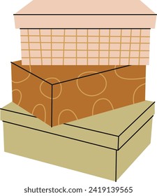 Cardboard Shoe Boxes Vector Illustration