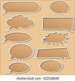 Cardboard speech  bubbles design elements set isolated vector illustration