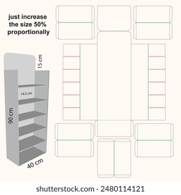 Cardboard stand Closet five racks template die cut