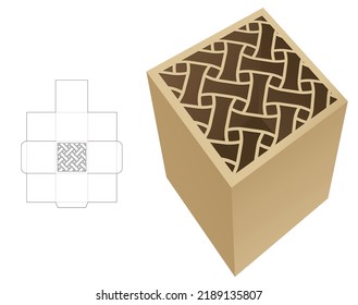 Cardboard stenciled pattern box die cut template and 3D mockup