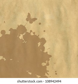 Cardboard Structure With Blob And Butterfly, Vector Illustration