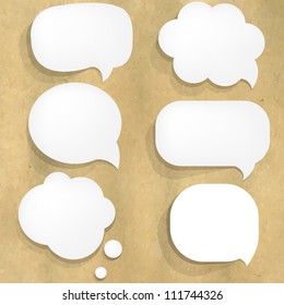 Cardboard Structure With Paper Speech Bubble, Vector Illustration