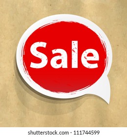 Cardboard Structure With Sale Speech Bubble, Vector Illustration