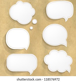 Cardboard Structure With White Paper Speech Bubbles With Gradient Mesh, Vector Illustration