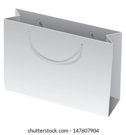 Cardboard stylish gift bag gray. Vector illustration.