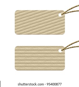 Cardboard tag with rope from natural materials. Vector illustration.