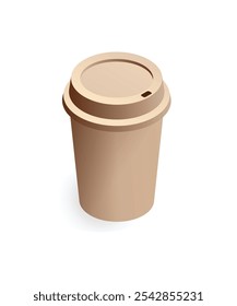 Cardboard Tall Coffee Cup Mockup Isolated on White Background stock illustration