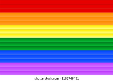 Cardboard textured background of gradient rainbow colored stripes (LGBT or LGBTQ colors), paper-cut style. Vector illustration, EPS10. Use as background, backdrop, wallpaper, montage, template, etc.