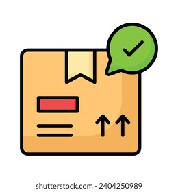 Cartón con marca de graduación icono de concepto de cumplimiento de pedidos, diseño de vector entregado en paquete