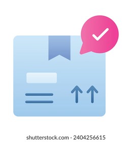 Cardboard with tick mark concept icon of order fulfillment, package delivered vector design