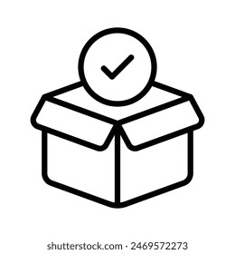 Cardboard with tick mark concept icon of order fulfillment, package delivered vector design