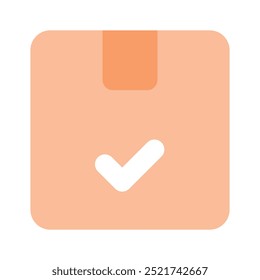 Cardboard with tick mark concept icon of order fulfillment, package delivered vector design