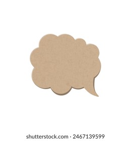 Cardboard torn brown speech bubble. Vector illustration of a textured speech bubble on a white background. Ideal for design, communication, and creative projects.