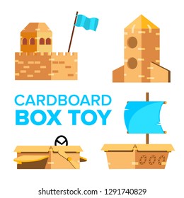 Cardboard Toy Vector. Playground Activity. Box Isolated Flat Cartoon Illustration