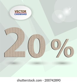 cardboard twenty percent, isolated on  background. 20%